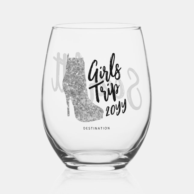 Vaso De Vino Chicas personalizados Viaje Disco Disco Botas Plat (Anverso)