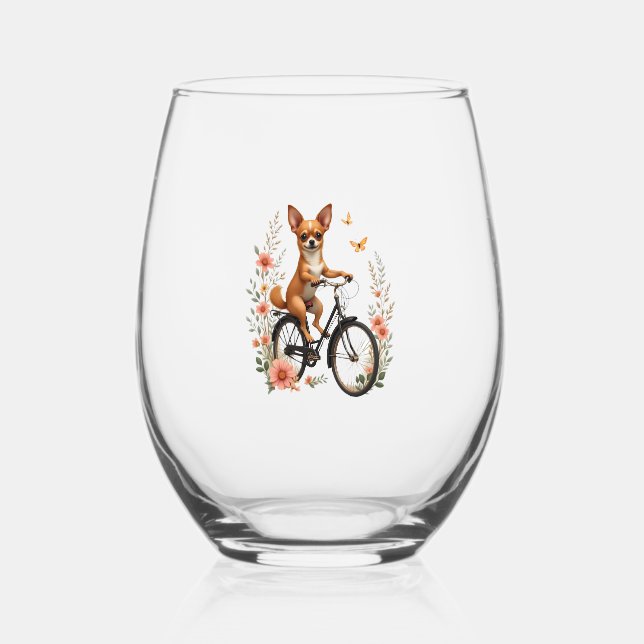 Vaso De Vino Chihuahua  Bike  Bicycle  Dog  Cycling  (Anverso)