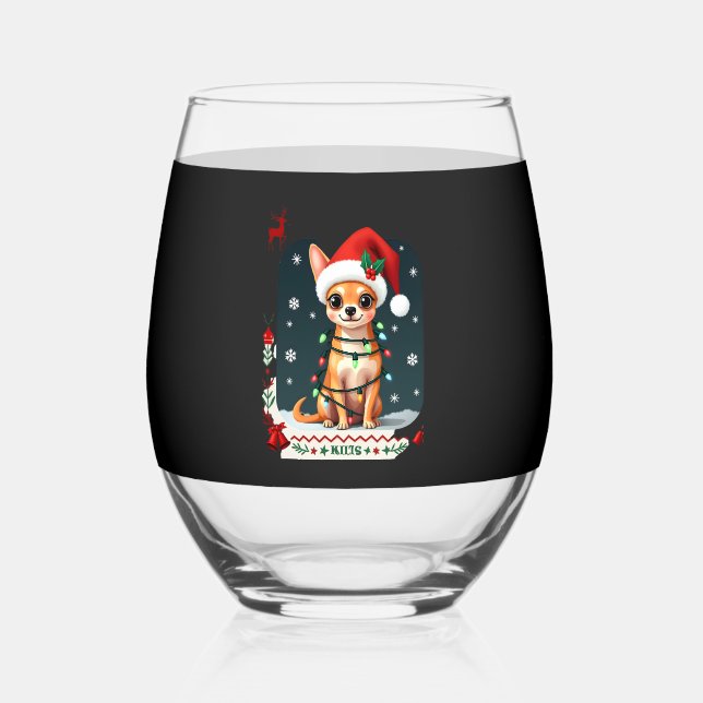 Vaso De Vino Chihuahua Christmas Santa Ugly Sweater Dog Lover X (Anverso)