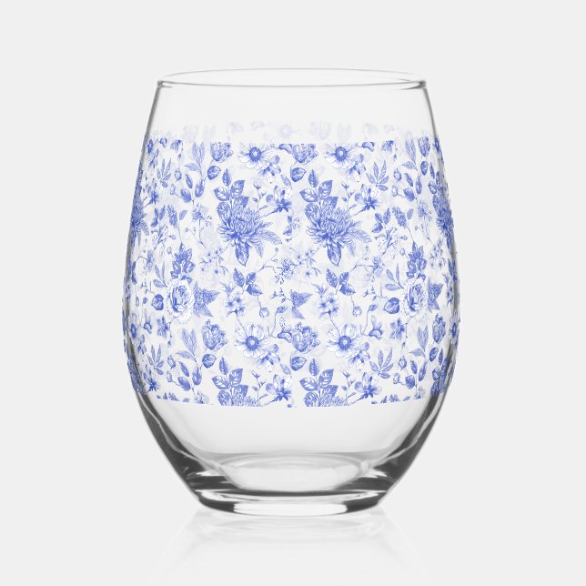 Vaso De Vino Chinoiserie azul y blanco antiguo baby shower nupc (Derecha)