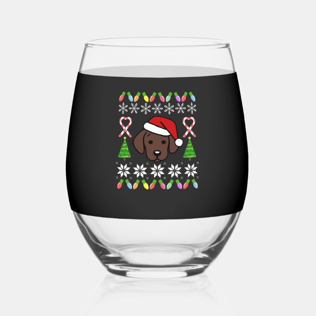 Vaso De Vino Chocolate Labrador Puppy Christmas Santa Oversized (Anverso)