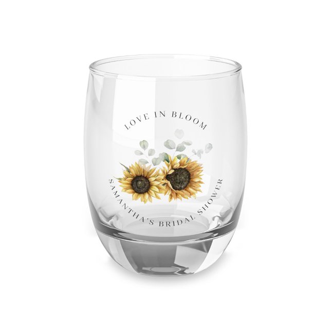 Vaso De Vino Chorro floral de girasoles para despedida de solte (Bridal Shower Sunflower Eucalyptus Wine Glass )