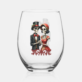 Vaso De Vino Christmas Bone Romance, A festive skeleton couple.