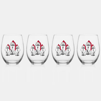 Vaso De Vino Christmas Caroling Cats Joyous Fun