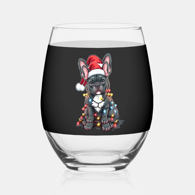 Vaso De Vino Christmas Dog French Bulldog Xmas Frenchie 3 (Anverso)