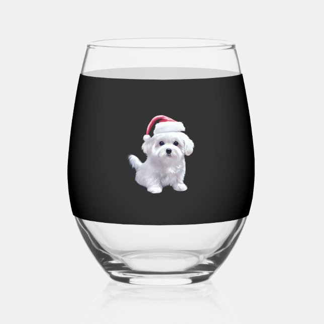 Vaso De Vino Christmas Maltese - Perfect For Animal Lovers Clas (Anverso)
