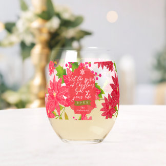 Vaso De Vino Christmas Poinsettia