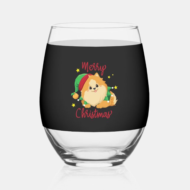 Vaso De Vino Christmas Pomeranian Merry Xmas Essential T-Shirt (Anverso)