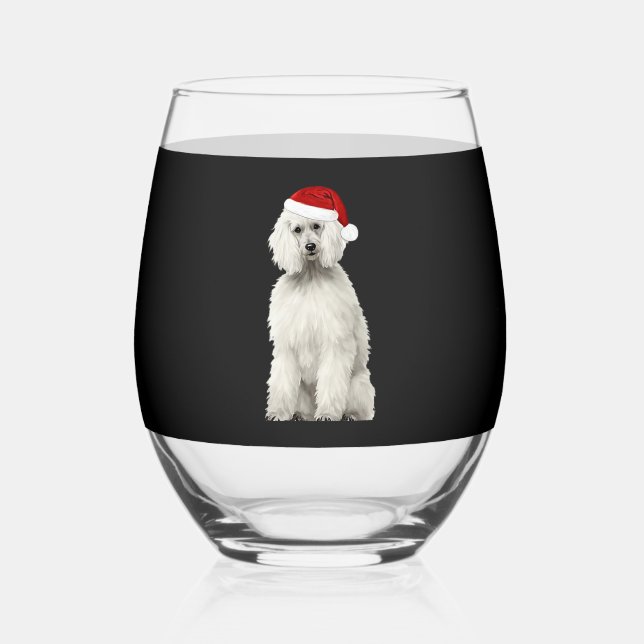 Vaso De Vino Christmas Poodle Christmas Tree Dog Puppy Watercol (Anverso)