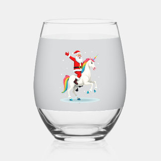 Vaso De Vino Christmas Santa Riding Unicorn Xmas Girls Women Ra