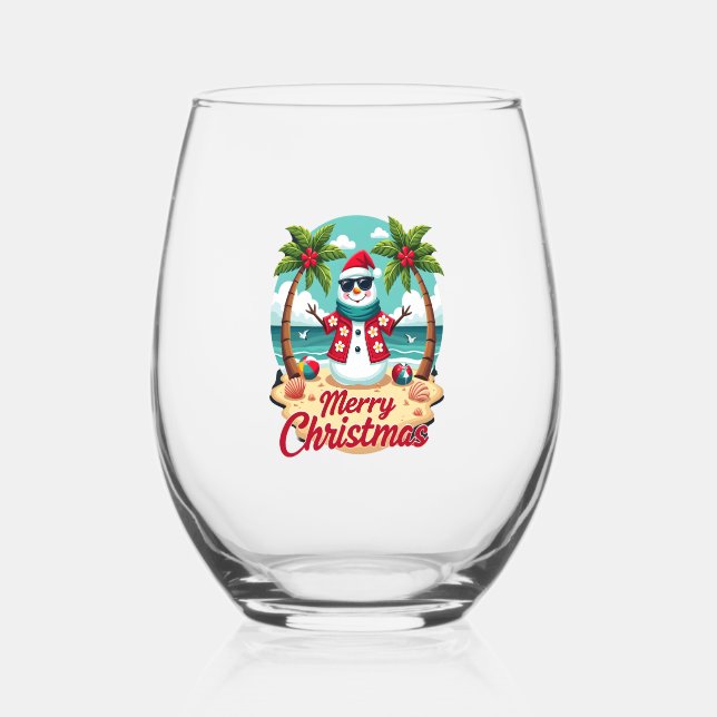 Vaso De Vino christmas Snowman (Anverso)