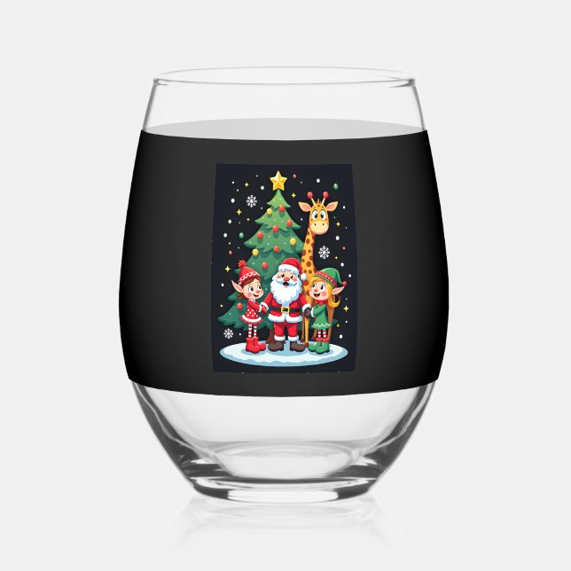 Vaso De Vino Christmas Squad Santa Giraffe Elf Dabbing Matching (Anverso)