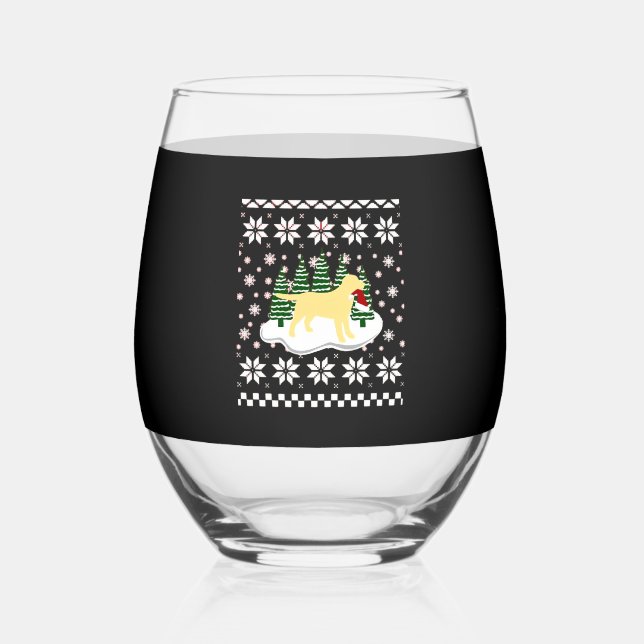 Vaso De Vino Christmas Yellow Labrador Silhouette Santa Hat Cla (Anverso)