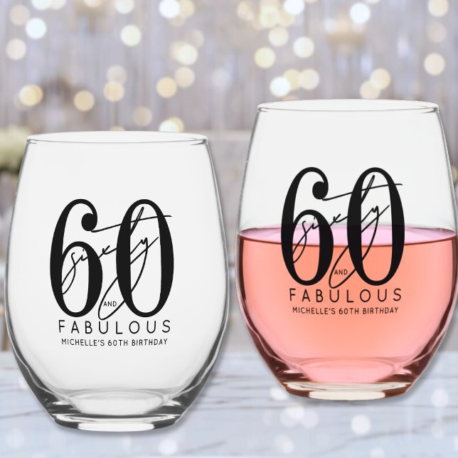 Vaso De Vino Cincuenta cumpleaños 60 (Fifty 60th Birthday Stemless Wine Glass)