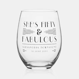 Vaso De Vino Cincuenta y fabuloso estilo Art Déco cumpleaños 50