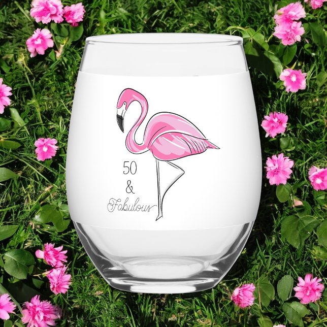 Vaso De Vino Cincuenta y fabuloso flamenco rosa (Subido por el creador)