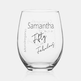 Vaso De Vino Cincuenta y Fabulosos Negros y Blancos Cumpleaños 