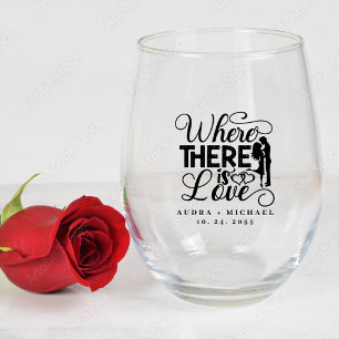 Vaso De Vino Cita de amor elegante Caligrafía Boda 