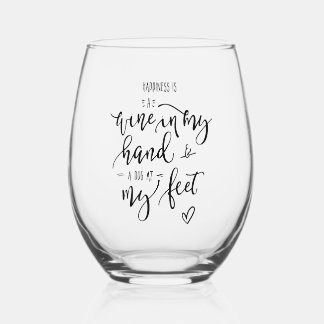 Vaso De Vino Cita de mamá de perro con letras de mano