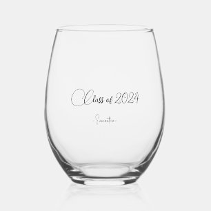 Vaso De Vino Clase de 2024 Modern Elegance nombre personalizado