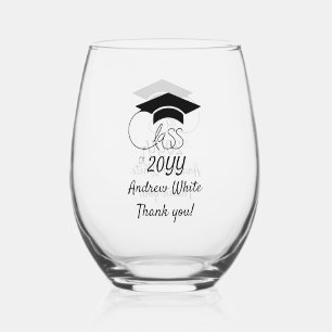 Vaso De Vino Clase de Personalizado Año-Nombre-Frase-Guión negr