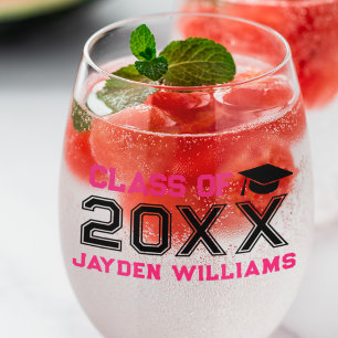 Vaso De Vino Clase negra rosa del Partido de Graduación Persona