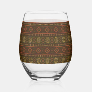 Vaso De Vino Clásico patrón de trabajo de color de otoño/isla j