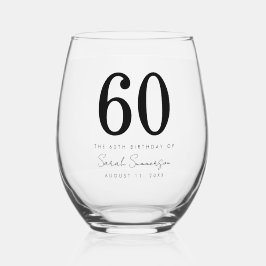 Vaso De Vino Classy Sixty Name Date 60th Birthday Party