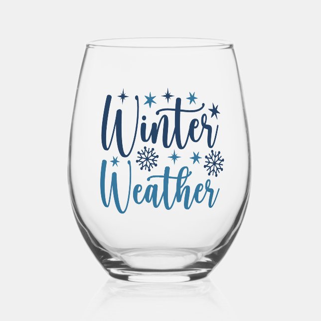 Vaso De Vino Clima de invierno - Tipografía de vacaciones nevad (Anverso)