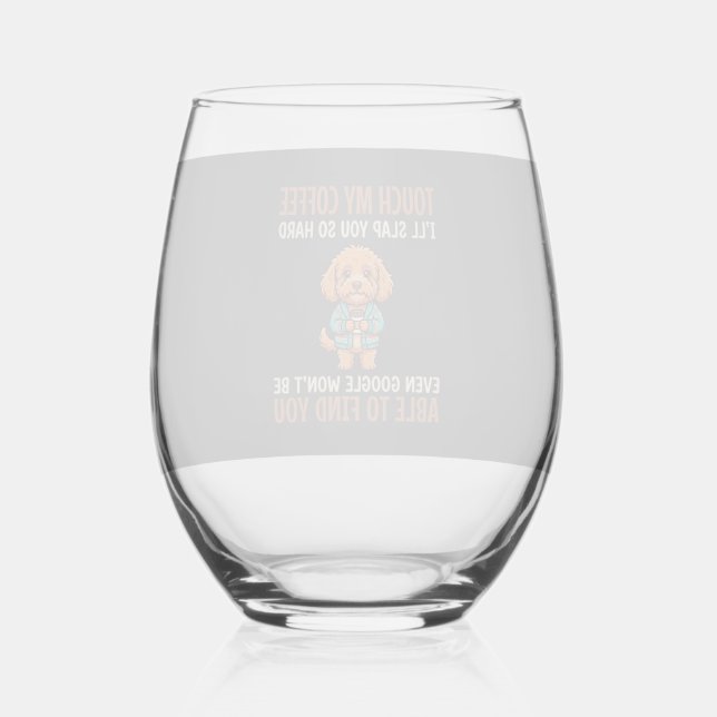 Vaso De Vino Cockapoo Divertido Amante Del Café (Anverso)