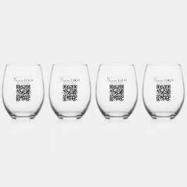 Vaso De Vino Código QR promocional de la empresa con logotipo c