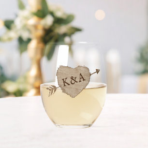 Vaso De Vino Colección de Bodas de árbol del corazón tallado
