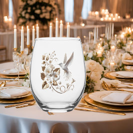 Vaso De Vino Colibrí blanca