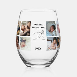 Vaso De Vino Collage de fotos personalizado del día de la prime