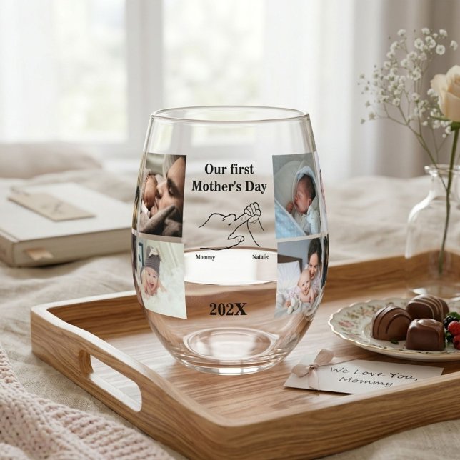 Vaso De Vino Collage de fotos personalizado del día de la prime (Subido por el creador)