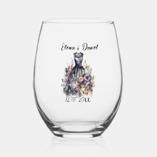 Vaso De Vino Color de agua rosa rosa negro vestido boda negro