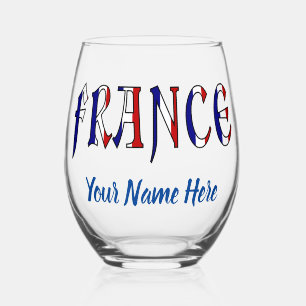 Vaso De Vino Colores de la bandera francesa de Francia Personal