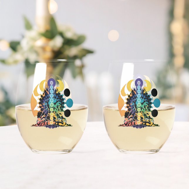Vaso De Vino Colorful Cosmic Chakra Meditation Spiritual Energy (Insitu (Boda))