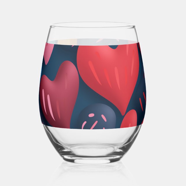 Vaso De Vino Colorful hearts on a dark background (Anverso)