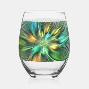 Vaso De Vino Colorida Fantasía Moderna Abstracto Flor Fractal