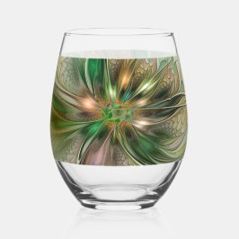 Vaso De Vino Colorida Fantasía Moderna Resumen Flor Fractal