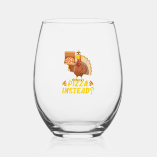 Vaso De Vino Coma pizza en lugar de pavo en Acción de Gracias