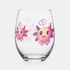 Vaso De Vino Cómic lindo Axolotl al estilo personalizado