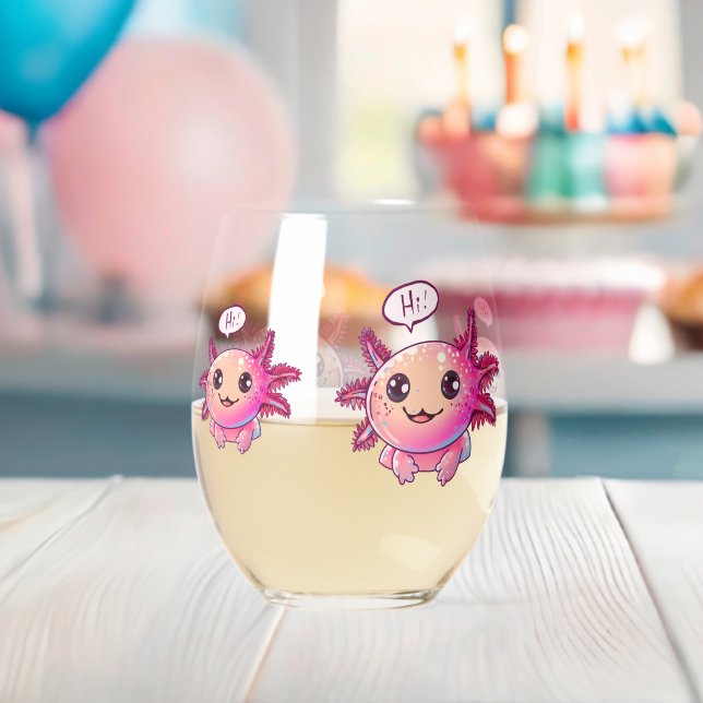 Vaso De Vino Cómic lindo Axolotl al estilo personalizado (Insitu (Baby Shower))