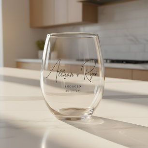 Vaso De Vino Compromiso de nombres personalizados con letra min