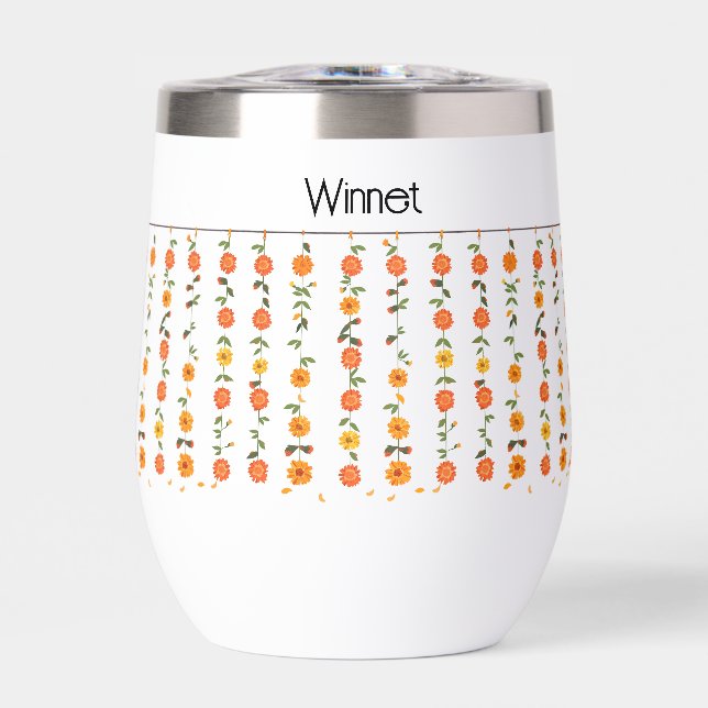 Vaso de vino con guirnalda de marigold (Frente)