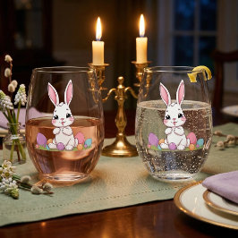 Vaso De Vino Conejito de Pascua adorable y huevos de Pascua pas