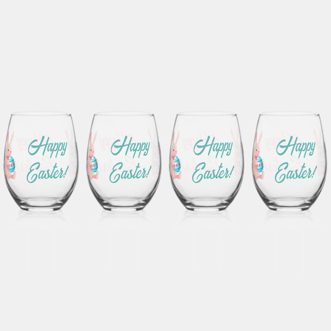 Vaso De Vino Conejo de Pascua Feliz Pascua (Anverso)