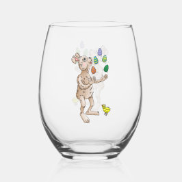 Vaso De Vino Conejo de Pascua haciendo malabares