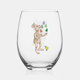 Vaso De Vino Conejo de Pascua haciendo malabares